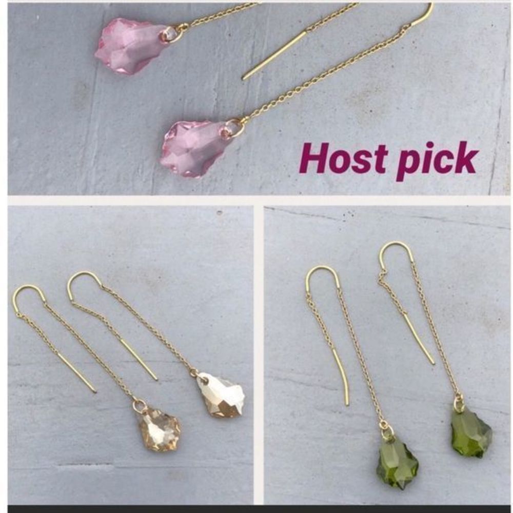 Gold Filled Baroque Swarovski Crystal 2” Chain Threader Earrings ONE pair